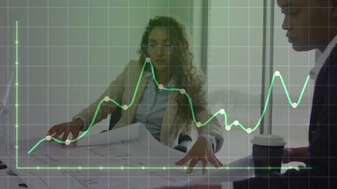 Animation of financial data processing over businessman using computer Stock Footage 328466477
