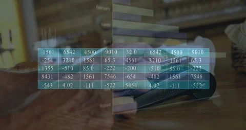 Animation of financial data processing over card payment and terminal Stock Footage 328519694