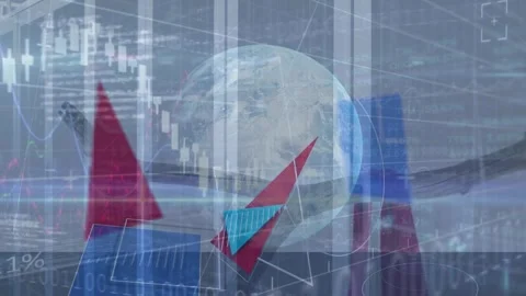 Animation of financial data processing over tree branch and abstract shapes Stock Footage 328519815