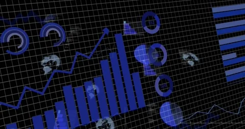 Animation of financial data processing over grid Video stock 329102839