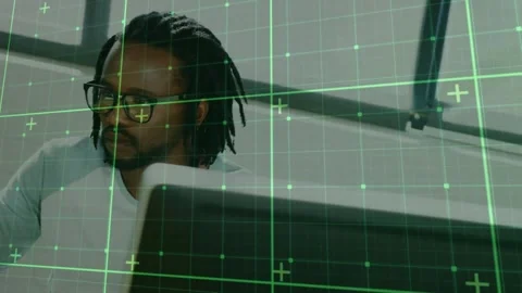 Animation of financial data processing over businessman using computer Vídeos de archivo 329368222