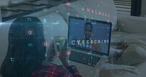 Animation of financial data processing over tired man using computer Stock Footage 329496396
