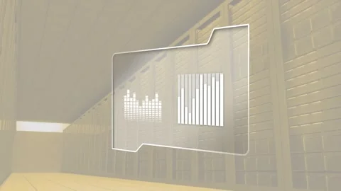 Animation of financial data processing over screen and computer servers Stock Footage 329499797
