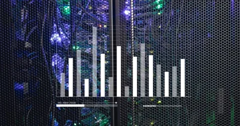 Animation of financial data processing over computer server Stock Footage 329509423