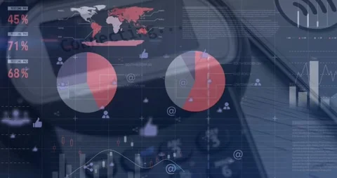 Animation of financial data processing over caucasian man using computer Stock Footage 329698671