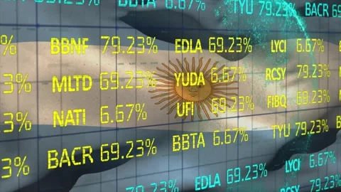 Animation of financial data processing over map of argentina Stock Footage 329708043