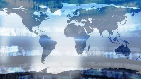 Animation of financial data processing over world map Stock Footage 329917268