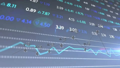 Animation of financial data processing over dark background Stock Footage 330109044
