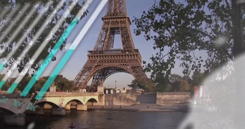 Animation of financial data processing over paris cityscape Stock Footage 330115872
