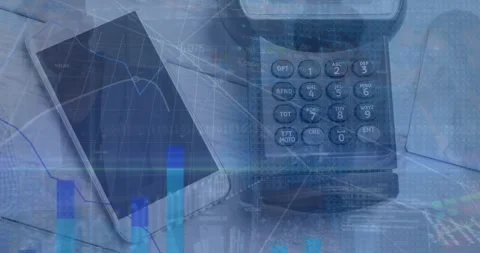 Animation of financial data processing over payment terminal Stock Footage 330344285