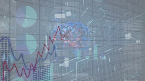 Animation of financial data processing over computer servers Stock Footage 330400004