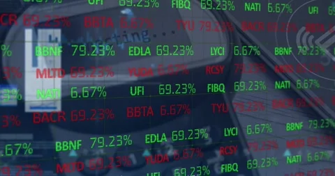 Animation of financial data processing over payment terminal and smartphone Stock Footage 330591102