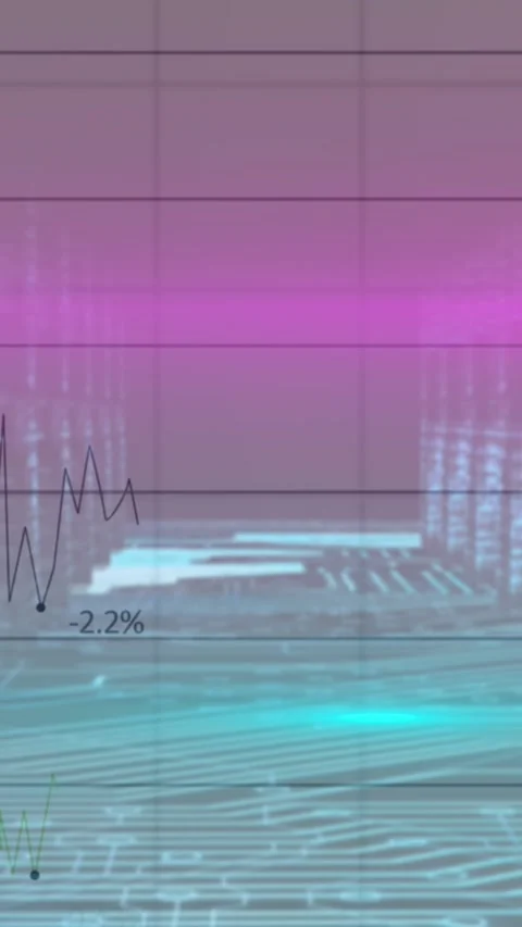 Animation of financial data processing over glowing computer servers Stock Footage 331643116
