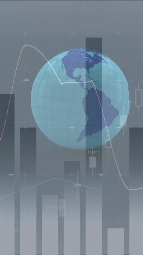 Animation of financial data processing over blue globe Stock Footage 331646716