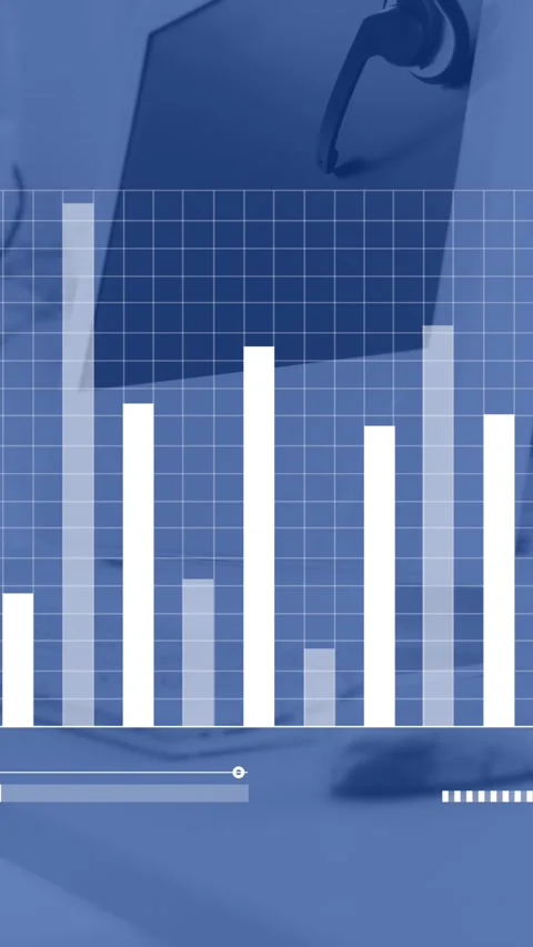 Animation of financial data processing over computers on desks in office Stock Footage 341927266