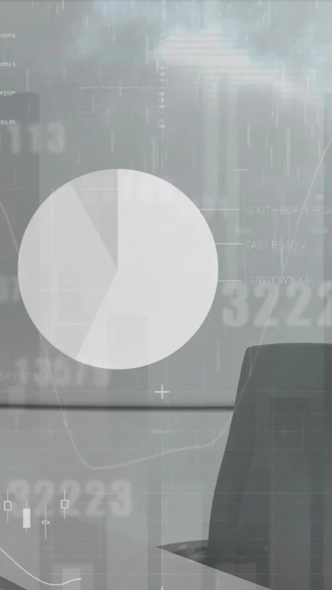 Animation of financial data processing over office desk with computer Stock Footage 341956537