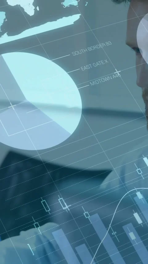 Animation of financial data processing over caucasian businessman using phone Stock Footage 341956739