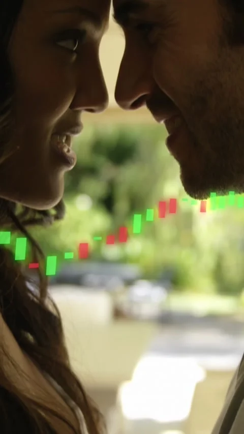 Animation of financial data processing over diverse couple Vídeo Stock 341976639
