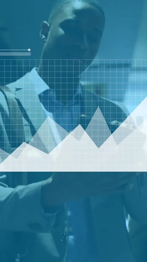 Animation of financial data processing over diverse colleagues discussing work Stock Footage 341991221