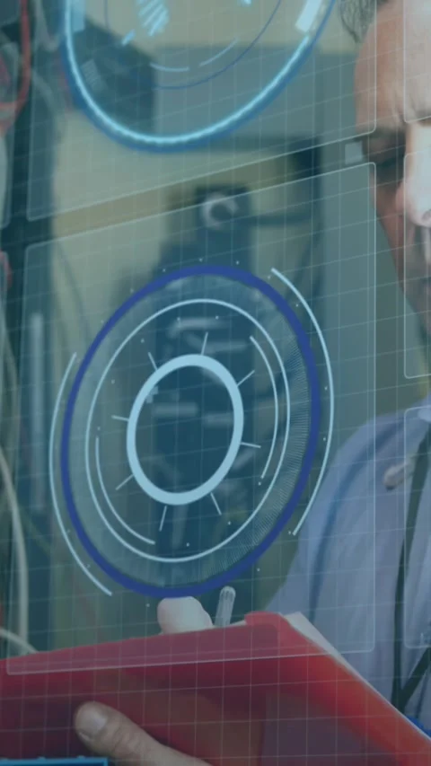 Animation of financial data processing over businesswoman with computer servers Stock Footage 341991278