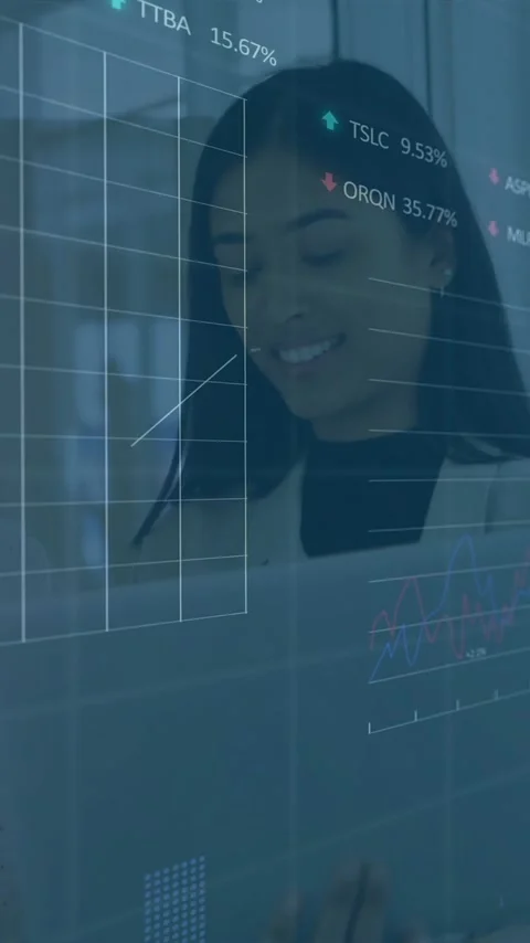 Animation of financial data processing over diverse colleagues discussing work Stock Footage 342003139