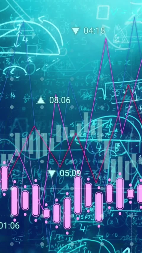 Animation of financial data processing over mathematical equations on black Stock Footage 342009986