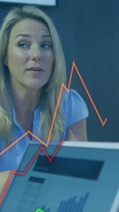 Animation of financial data processing over diverse business people working in Stock Footage 342010122