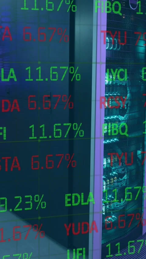 Animation of financial data processing over computer servers Stock Footage 342225581