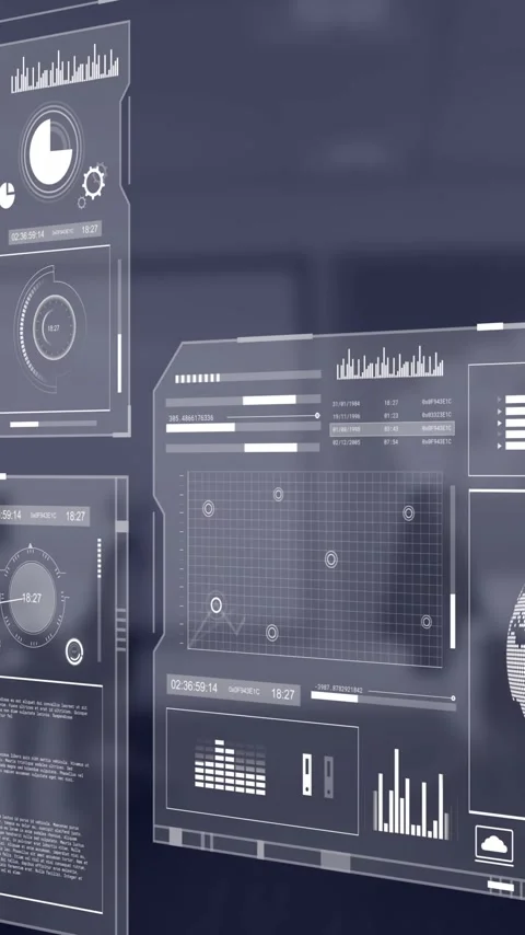 Animation of financial data processing over empty office Stock Footage 342613070