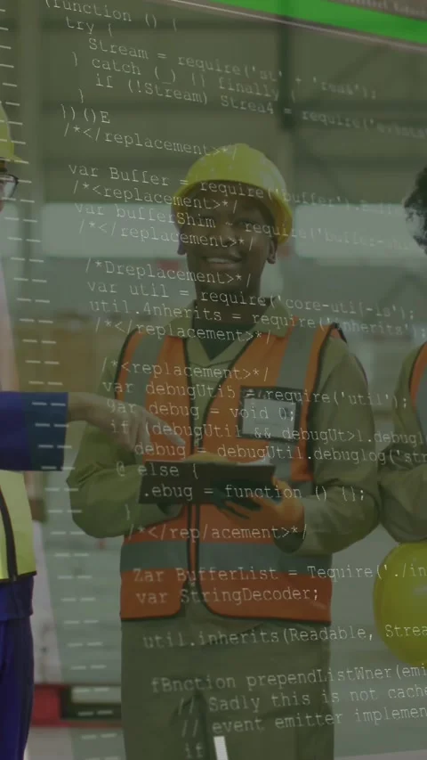 Animation of financial data processing over diverse people working in warehouse Stock Footage 342704476