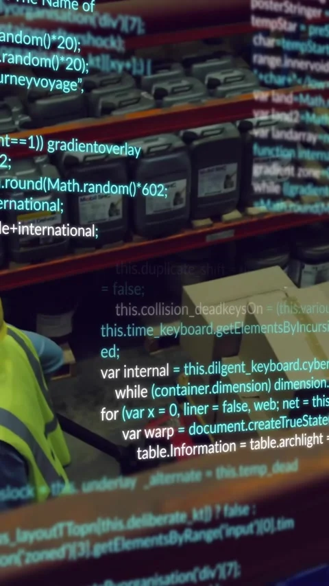 Animation of financial data processing over diverse people working in warehouse Stock Footage 342708082