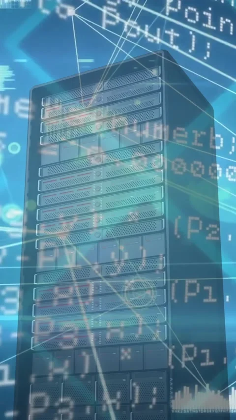 Animation of financial data processing over computer server Stock Footage 342805583