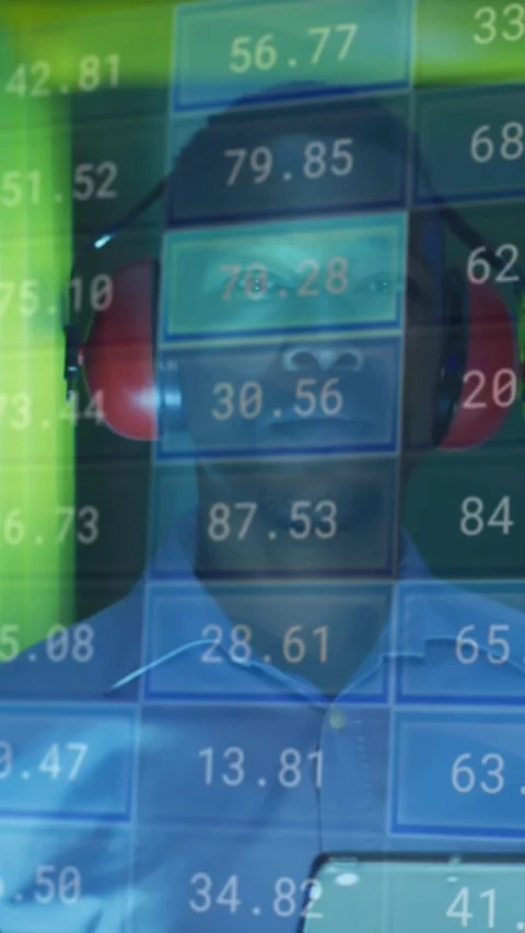Animation of financial data processing over male african american it engineer Stock Footage 342910266