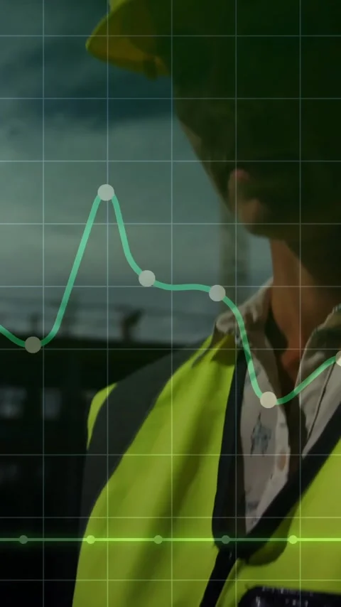 Animation of financial data processing over caucasian female architect using Stock Footage 342915629