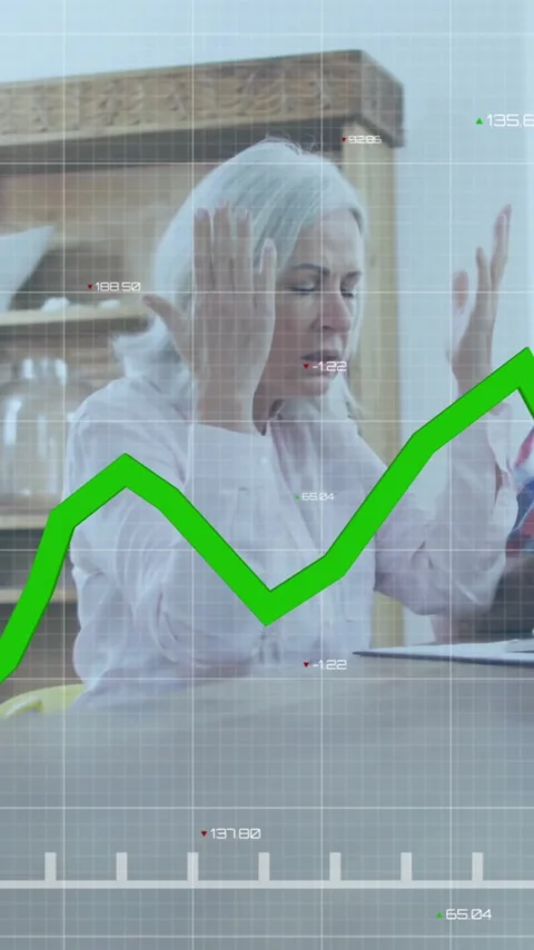 Animation of financial data processing over senior caucasian couple using laptop Vídeo Stock 343091593