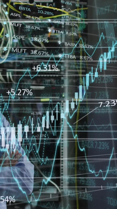Animation of financial data processing over asian businessman in server room Stock Footage 343158949