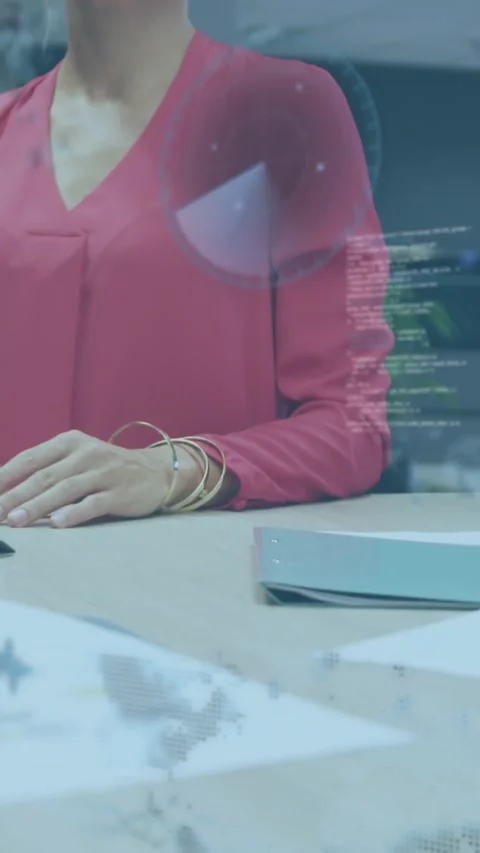 Animation of financial data processing over diverse business people stacking Stock Footage 343498785