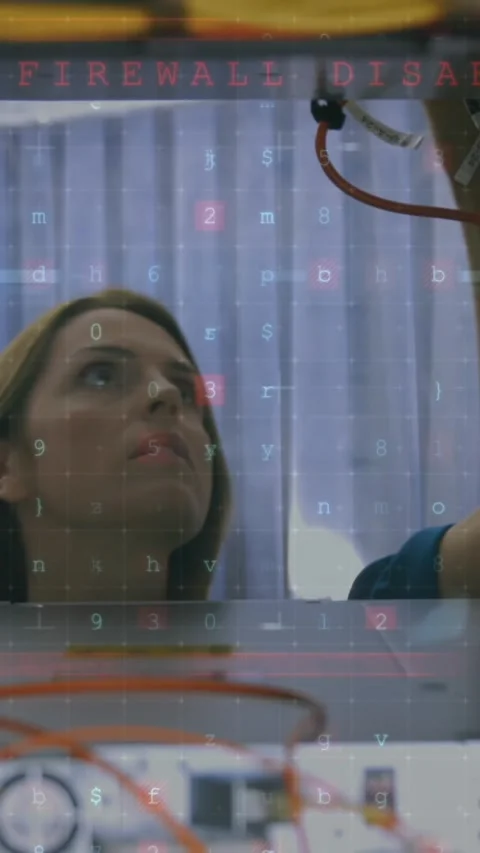 Animation of financial data processing over female caucasian server room worker Stock Footage 343615018