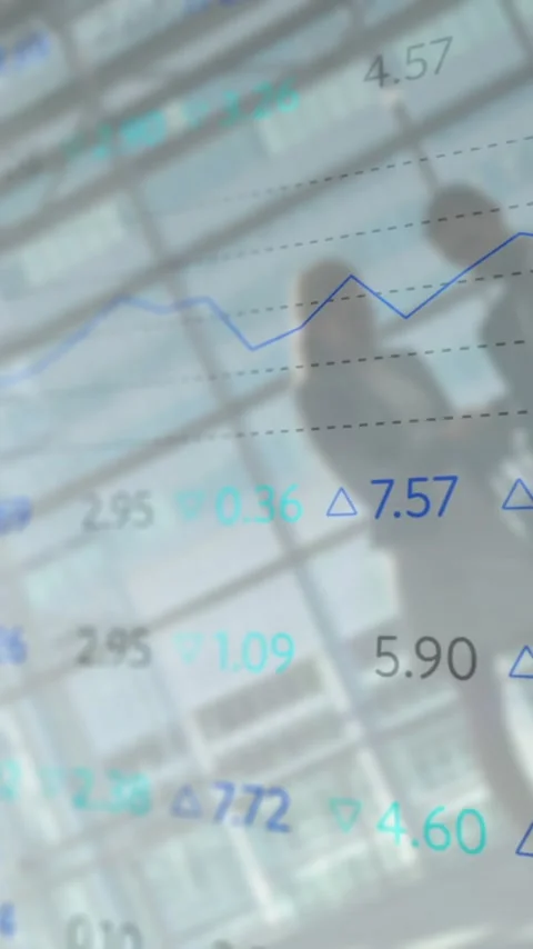 Animation of financial data processing over diverse business people in airport Stock Footage 343615812
