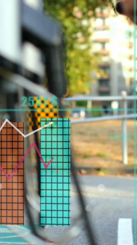 Animation of financial data processing over caucasian man fueling car Stock Footage 343640860