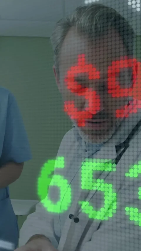 Animation of financial data processing over diverse doctors and patient in Stock Footage 343643662