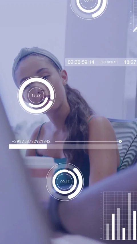Animation of financial data processing over diverse business people in office Stock Footage 343645170