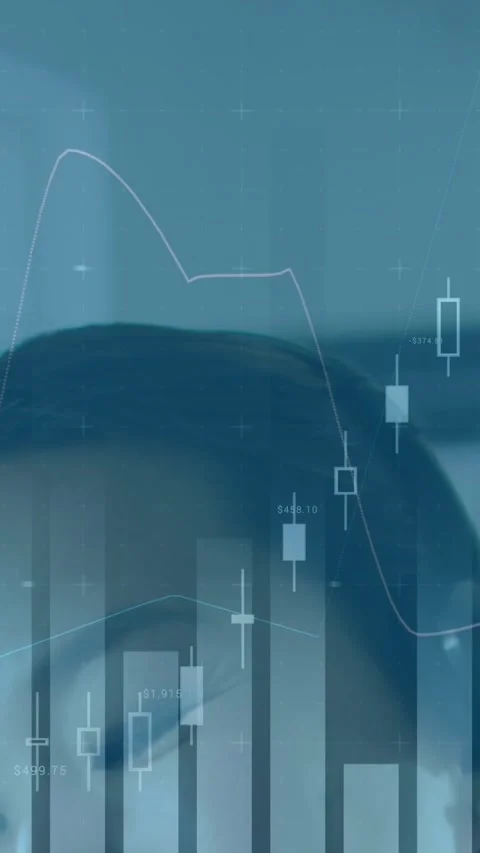 Animation of financial data processing over asian businesswoman using phone Stock Footage 343682339