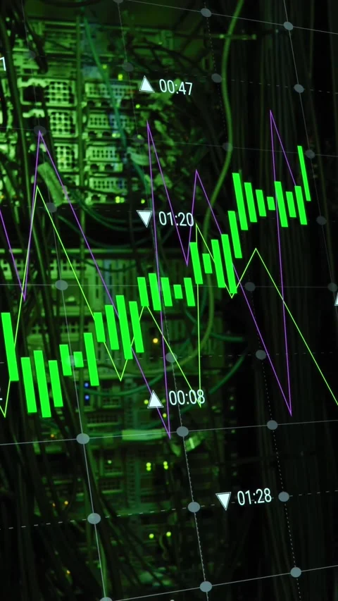 Animation of financial data processing over computer servers Stock Footage 343721280