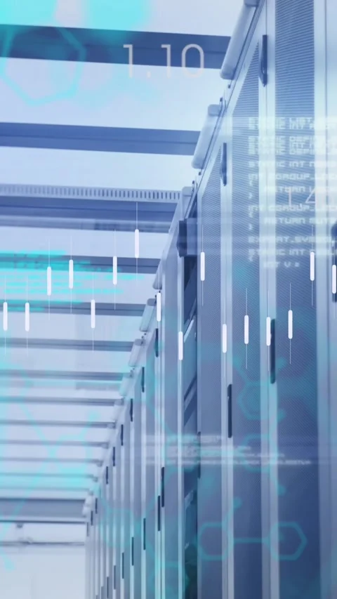 Animation of financial data processing over computer servers Stock Footage 343721283