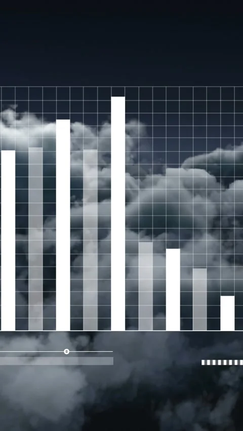 Animation of financial data processing over sky with clouds Stock Footage 343739009