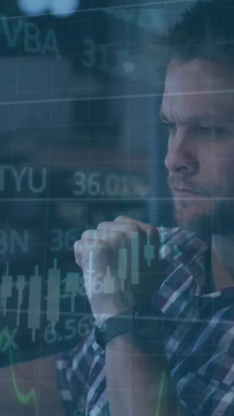 Animation of financial data processing over caucasian businessman using computer Stock Footage 343739081