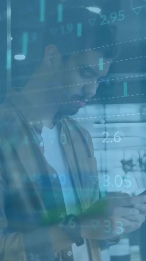 Animation of financial data processing over caucasian businessman in office Stock Footage 343866764