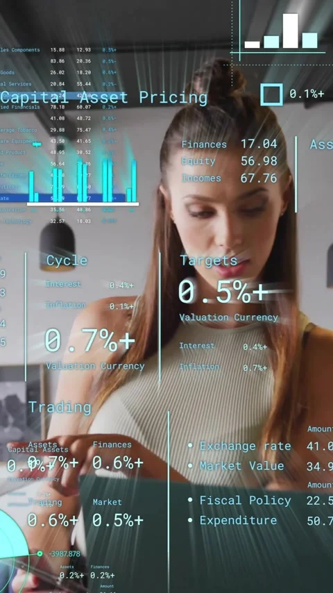 Animation of financial data processing over diverse business people in office Stock Footage 343888276