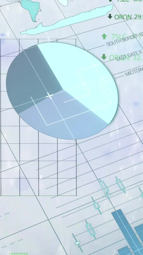 Animation of financial data processing over clouds and sky Stock Footage 343902002